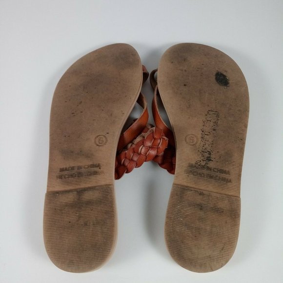📢2/$20 Hollister Braided Strap Sandals Sz 6 Brown - Picture 10 of 15